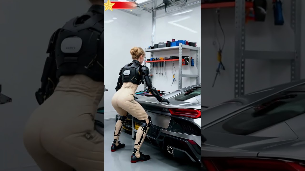 未来科技对决：超级机器人挑战超级跑车#Android #科幻 #未来科技 #机器人 #超级跑车 #赛博格