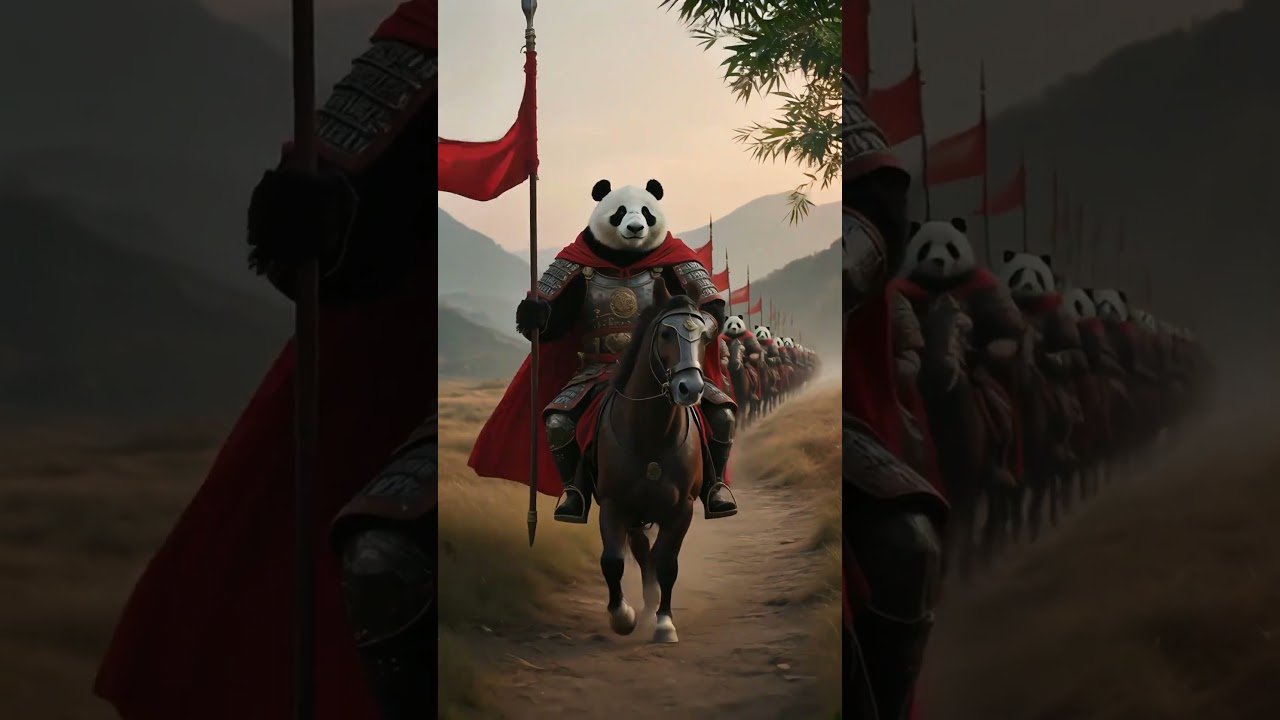 熊猫武士：身着中国古代战甲的拟人化巨熊猫